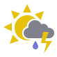 Cloudy, thunderstorm with moderate shower