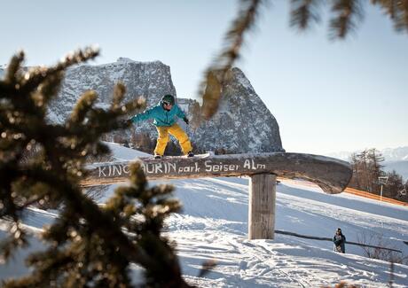 Un uomo nel King Laurin Park sull’Alpe di Siusi