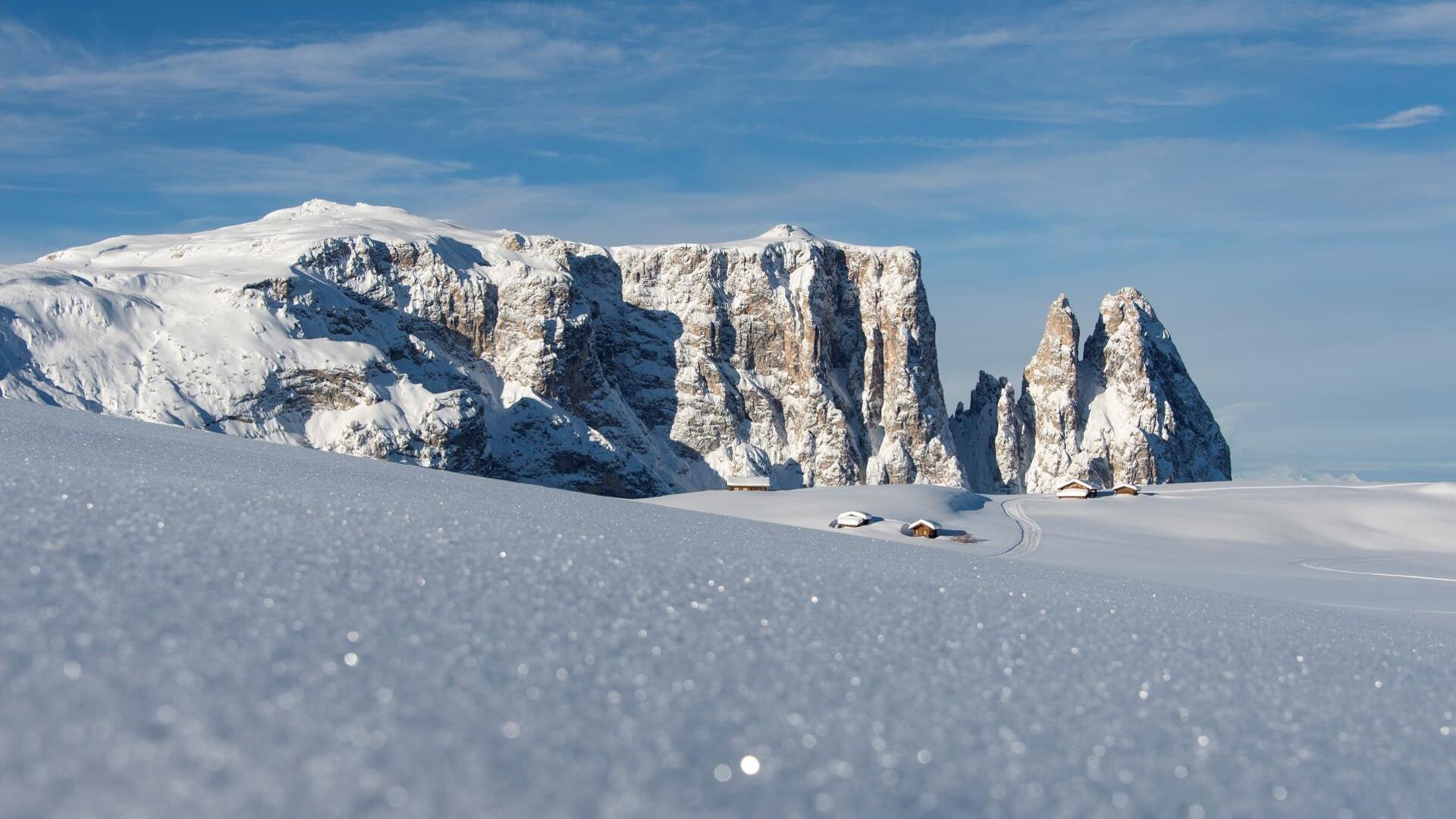 Schlern covered with snow