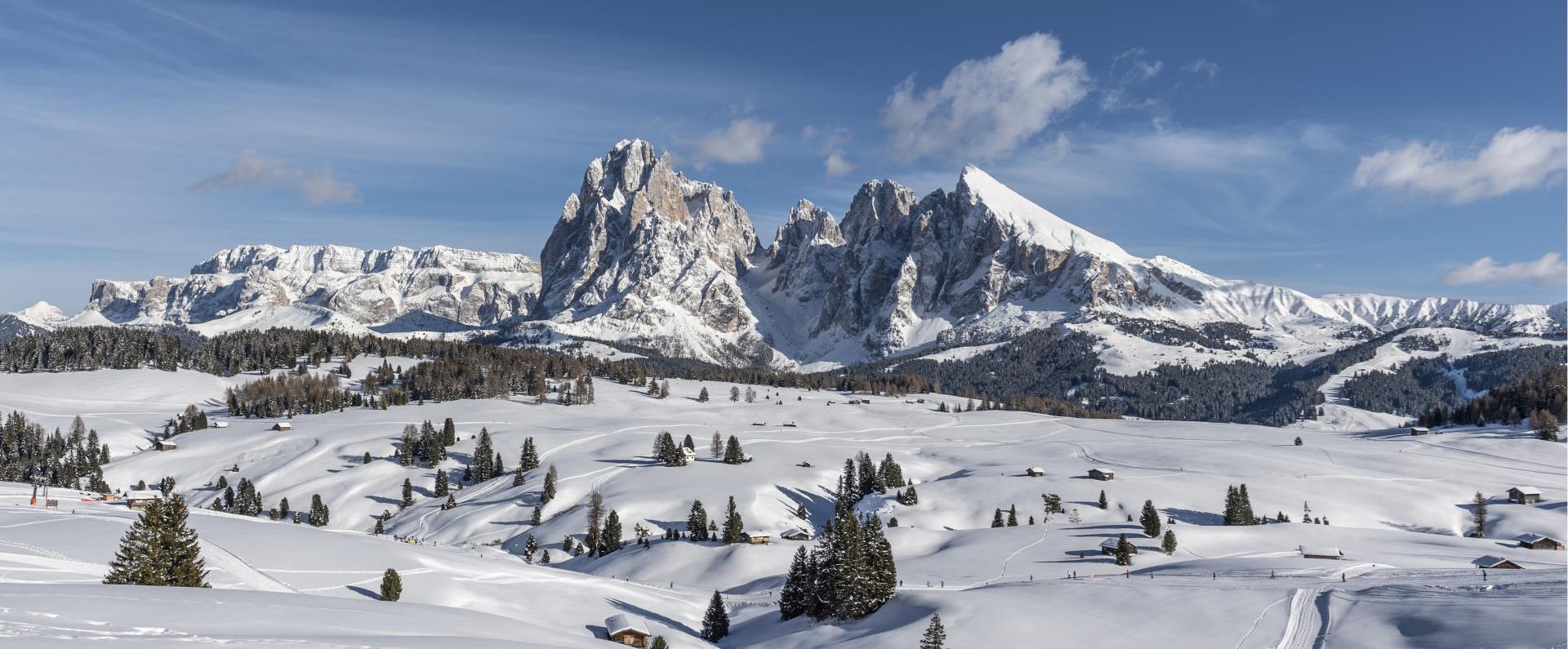 Winter paradise Seiser Alm in the Dolomites