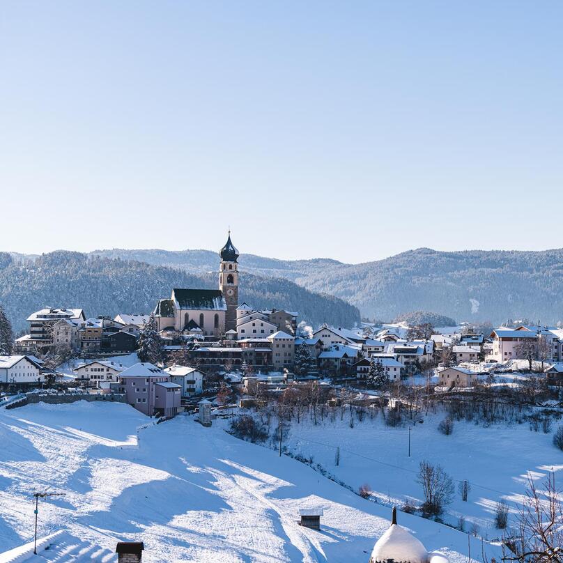 Völs am Schlern covered in snow