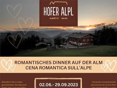 Hofer Alpl: Romantisches Abendessen bei Sonnenuntergang im Kerzenschein