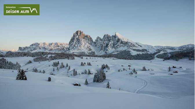 Inverno nella regione dolomitica Alpe di Siusi